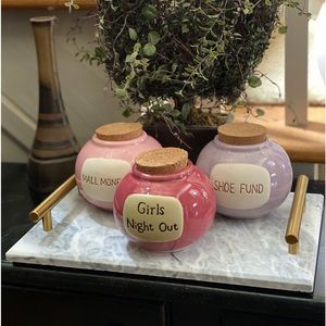 Ceramic Coin Banks with Cork Lids (3)